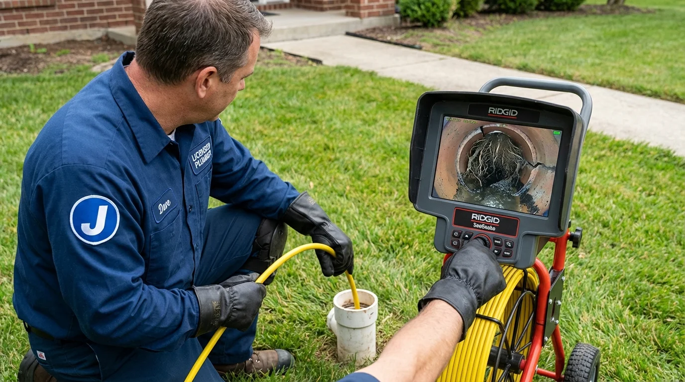 Sewer camera inspection being performed by Johns Plumbing LLC in Henry