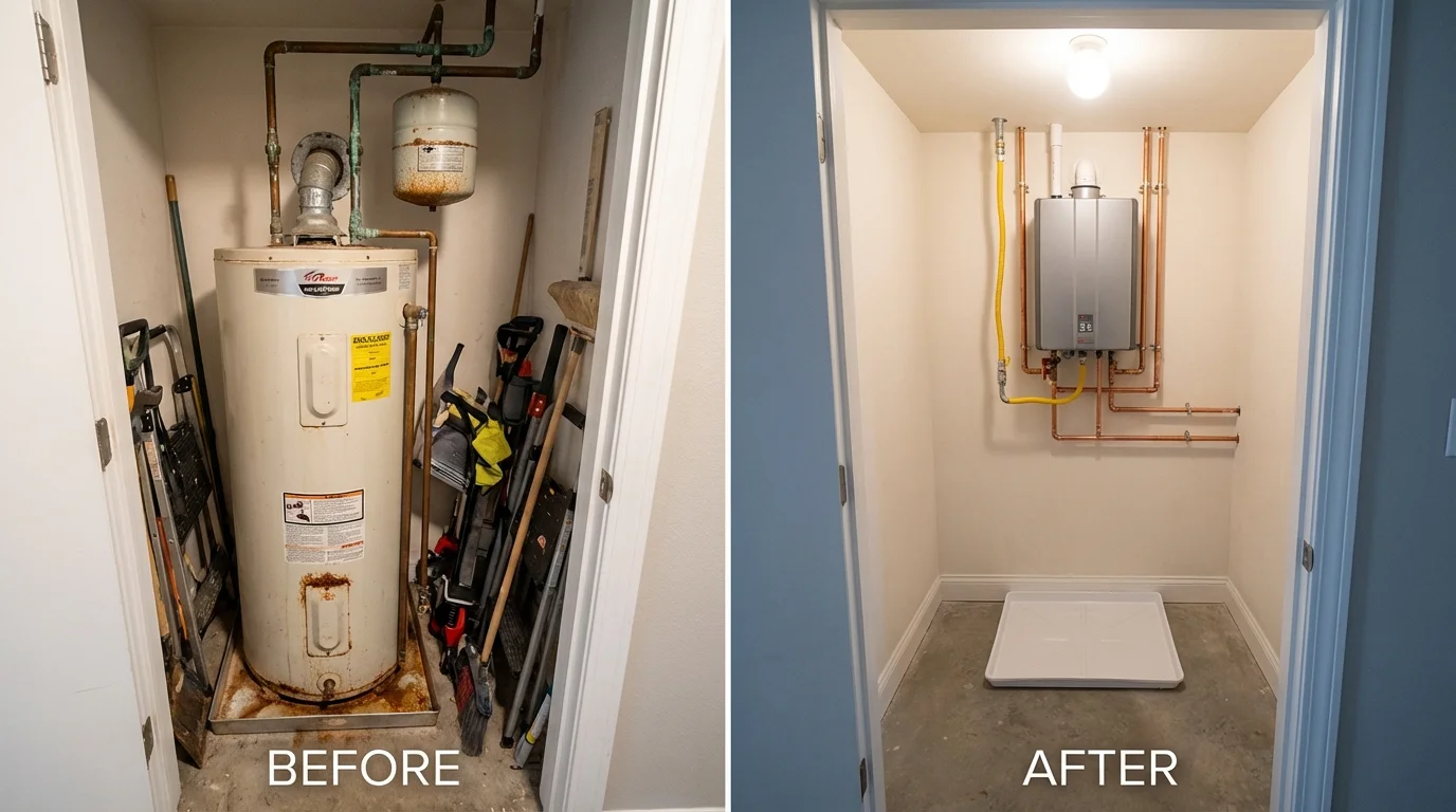 Tank water heater versus wall-mounted tankless unit comparison for Henry, IL homeowners